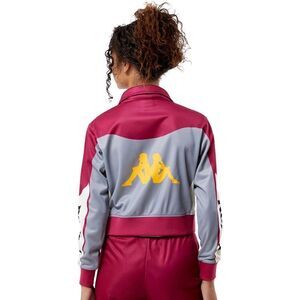 NWT Kappa Authentic Race Track Jacket Burgundy & Gray Fitted Light Coat